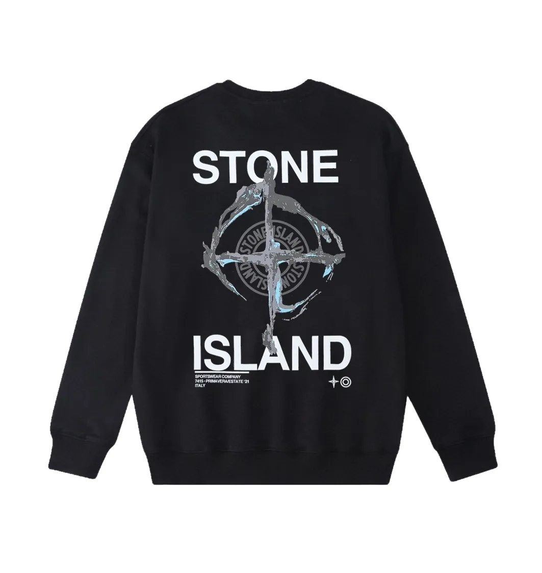 W801#P160💰 Stone Island Stone Island dark turbid compass logo printed round neck long-sleeved sweatshirt! Versatile base round neck sweatshirt for couples! Simple armband design, customized 1*1 thread (fine texture), 380g double-strand large terry fabric, very good quality, foreign trade craftsmanship, respect the original version! The threads at the cuffs and hem are all original bartacks! The time-consuming and material consumption distinguishes the ordinary version on the market! Tops worn by celebrities from all walks of life on INS, can be matched with couple styles!  Color: Black White Size: M-XXL